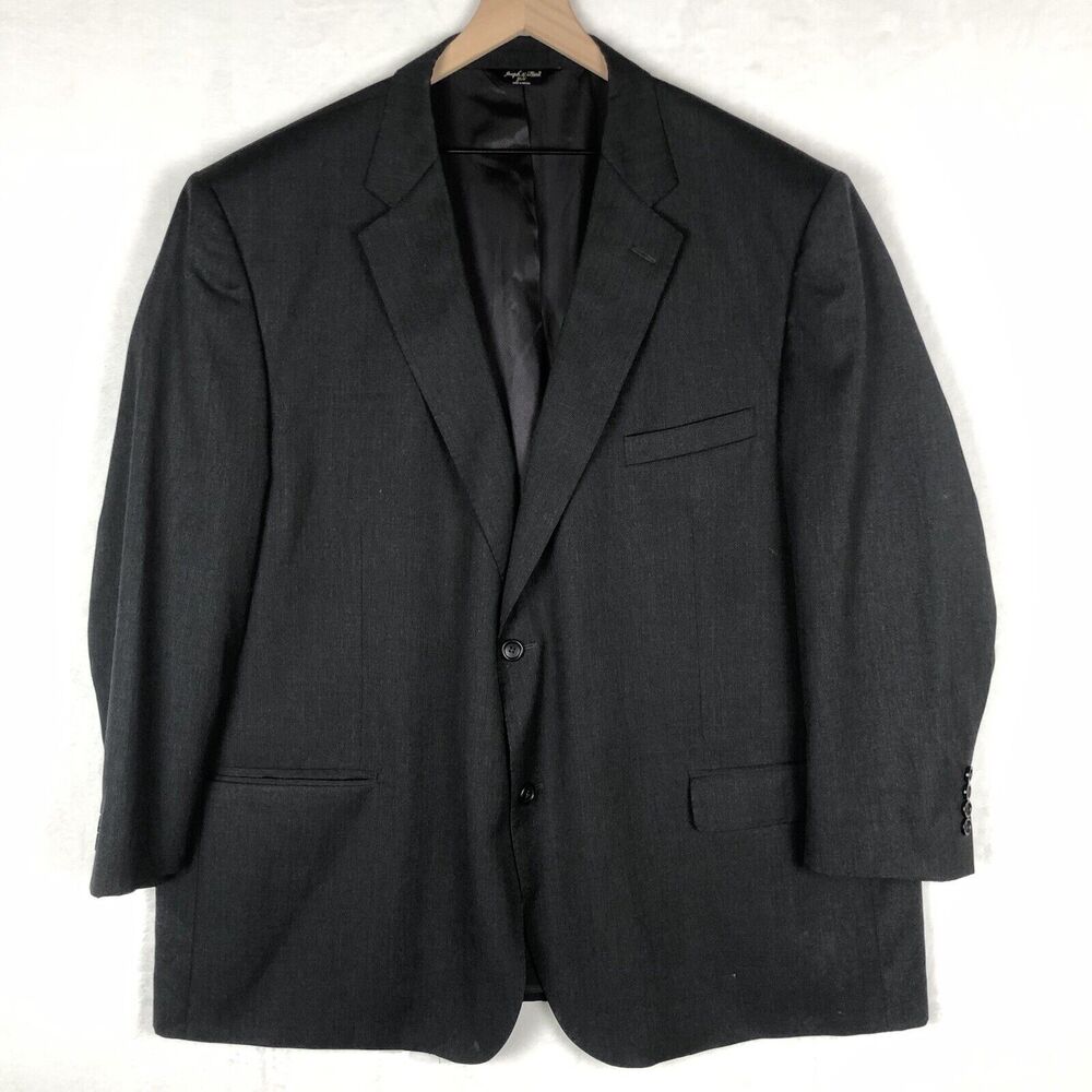 JOSEPH & FEISS GOLD Wool Blazer Sport Coat Sz‎ 52R Solid Gray Luxury Jacket